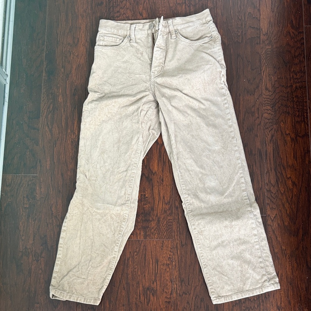 Women’s Beige Straight-Leg Corduroy Pants